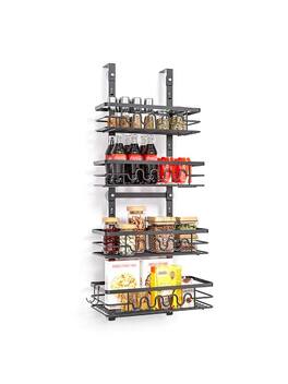 GARVEE - Over The Door Pantry Organizer, 4-Tier Heavy-Duty Metal Hanging Kitchen Spice Rack, Narrow Pantry Door Organizers - Black