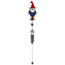 FC Design - 30" Long Blue Gnome with Red Hat Black Coated Gem Wind Chime Outdoor Patio or Garden Hanging Decoration - Multi-Color