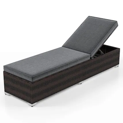 Front. Costway - Costway 1 PCS Chaise Lounge with 4-level Backrest Heavy-Duty Metal Frame Seat Cushion - Mix Brown + Grey.