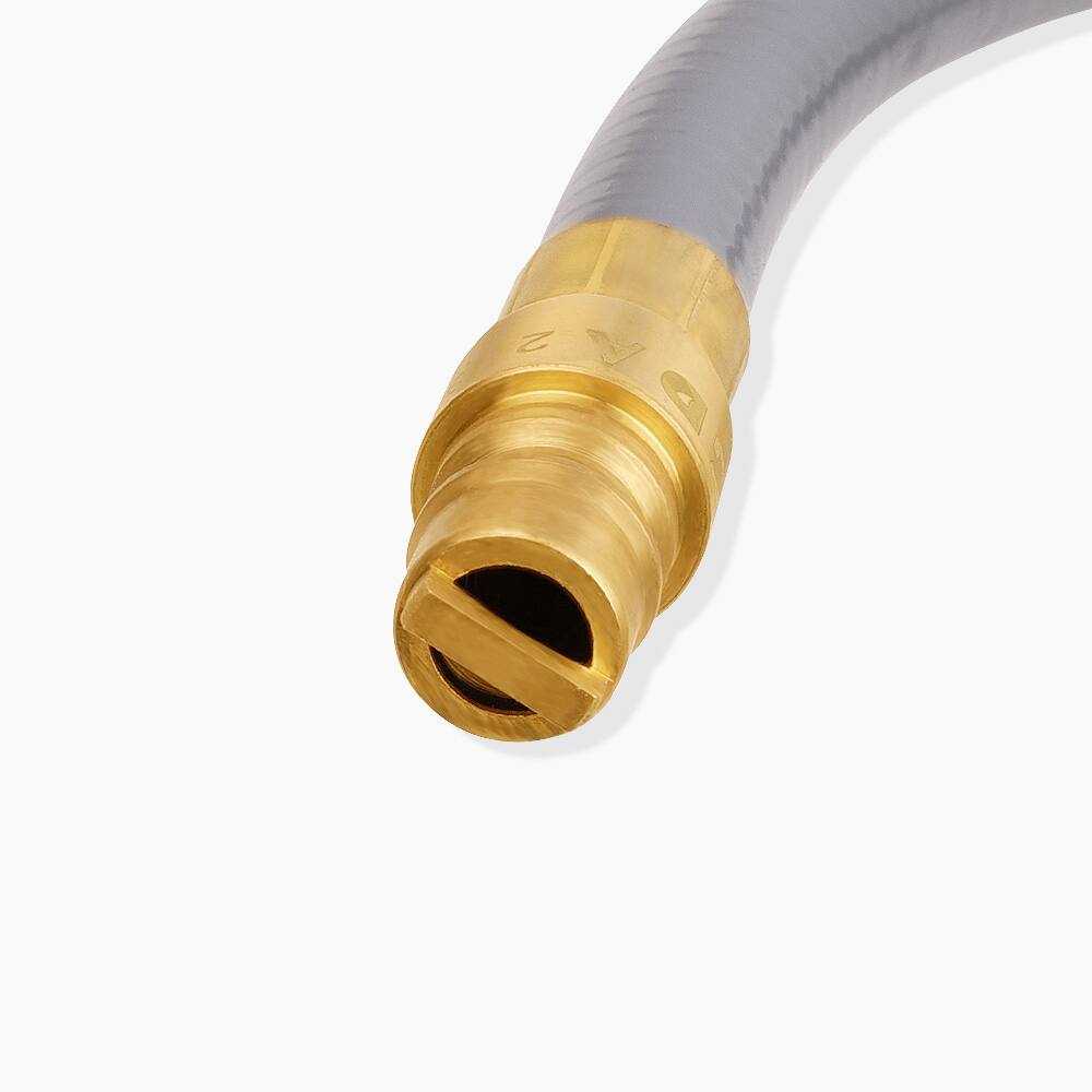 Left. Empava - 15ft Propane/Natural Gas Hose – CSA Certified, 50K BTU, Quick-Connect Brass Fittings, 1-Year Warranty - Gray.