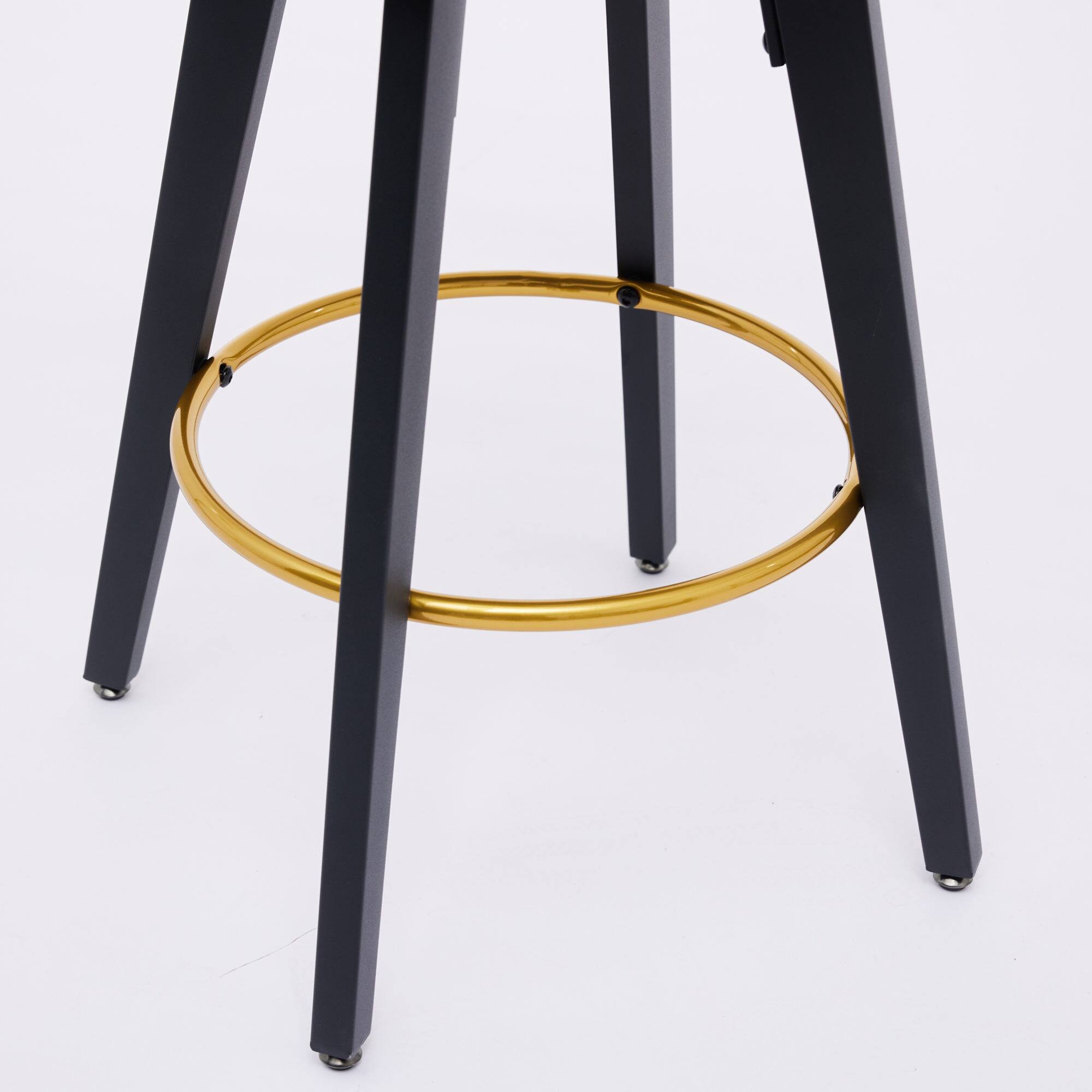 Alt View 5. GOODSILO - Modern Swivel Counter Height Bar Stools Set of 2 with Upholstered Backs and Metal Legs - Brown.