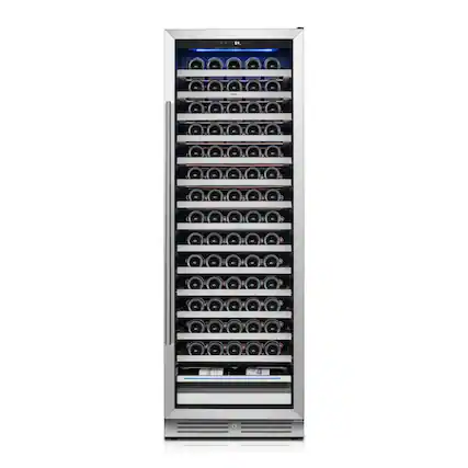 Front. Yeego - 24" Wine Cooler Refrigerator, 165-Bottle, Stainless Steel ,Freestanding & Built-in,2 LED Stainless Steel , for Home Bar - Stainless Steel.