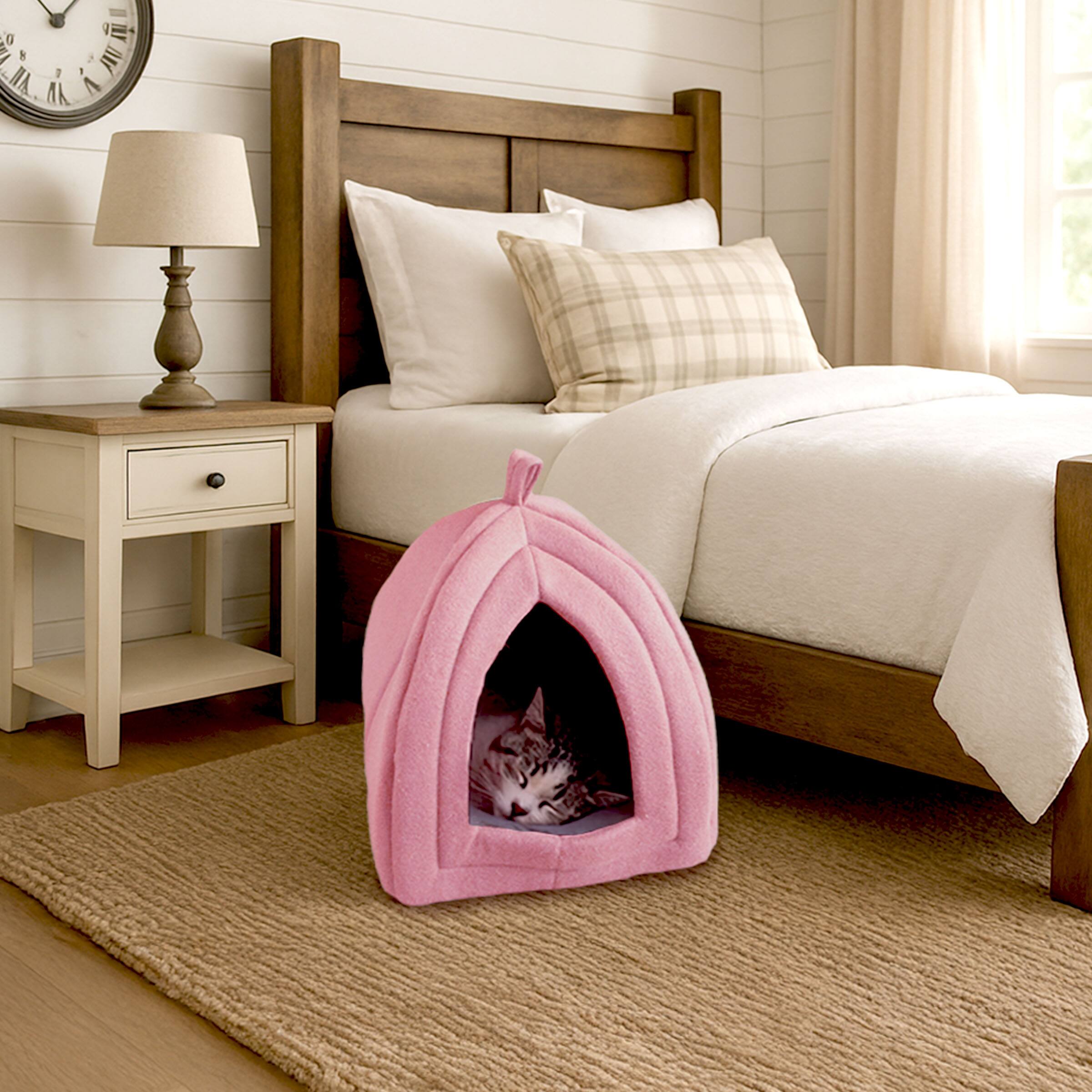 Alt View 6. PetMaker - Cat House Indoor Bed with Removable Foam Cushion Pet Tent for Puppies, Rabbits, Guinea Pigs, and Other Small Animals - Pink.