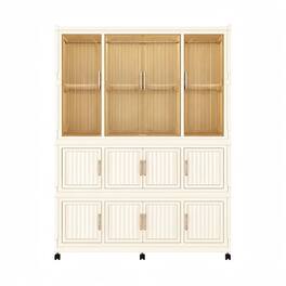 Boyel Living - Baby Storage Wardrobe 12 Magnetic Doors 12 Cubes 1 Hanging Rod - Cream White