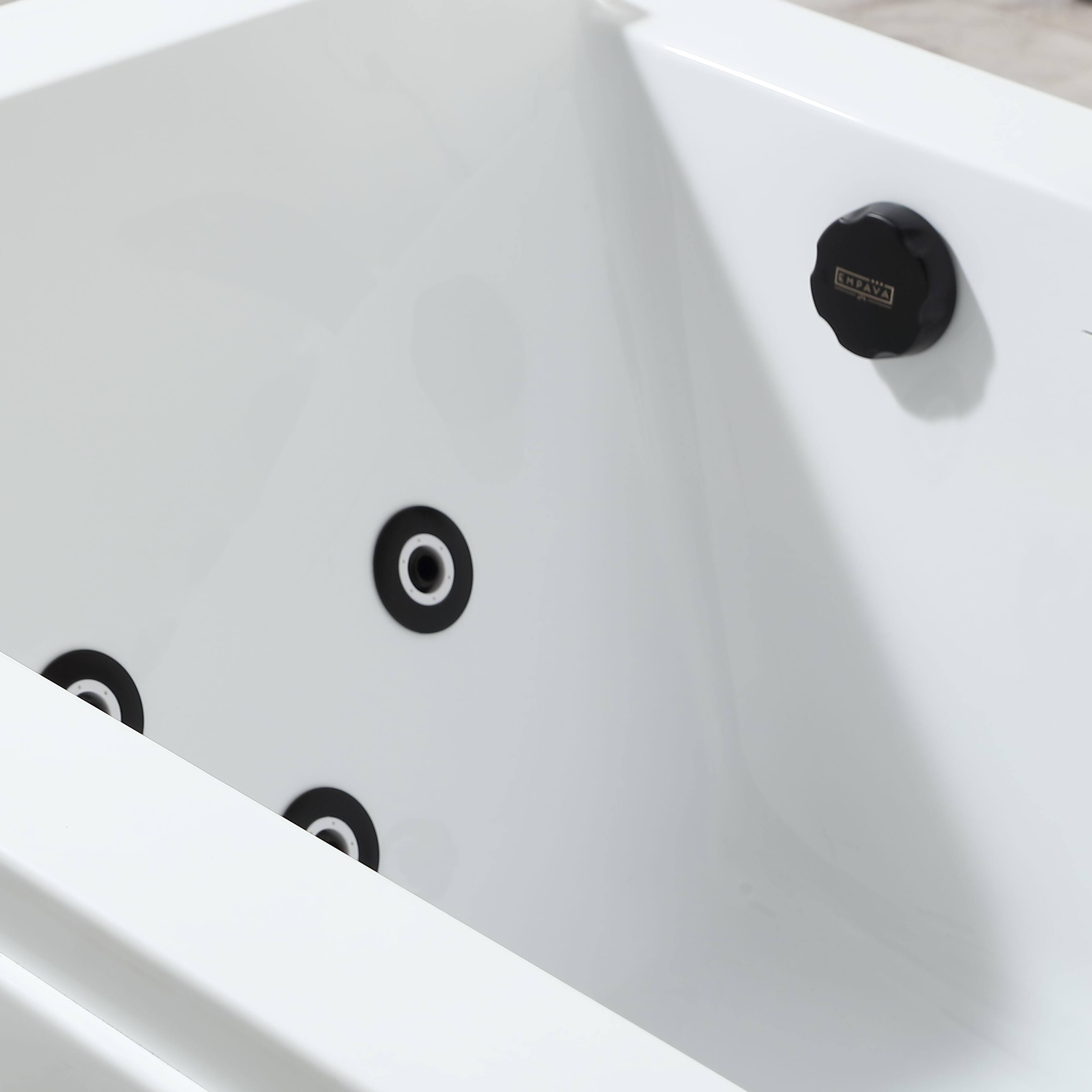 Alt View 4. Empava - 71 in. x 29 in. Alcove Whirlpool Air Combination Bathtub Rectangular Bath with Left Drain-Black Tub filler in White - White.