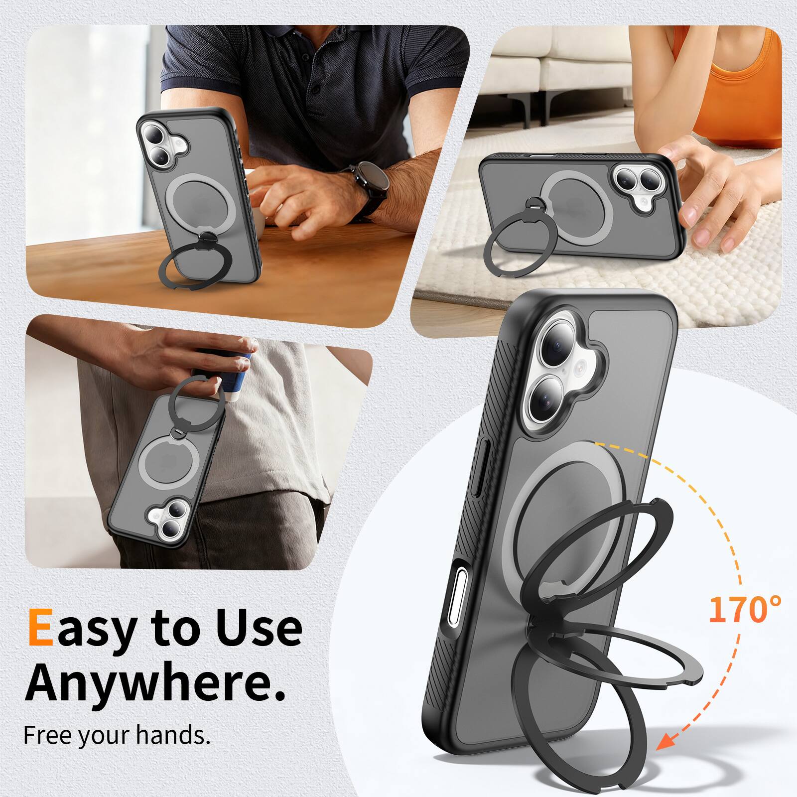 Easy to Use Anywhere.  
Free your hands.  
170°