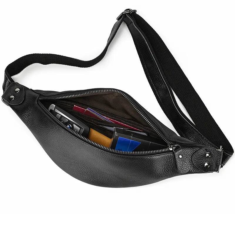 Back. Steel Horse Leather - The Walcott Leather Waist Bag | Black Leather Fanny Pack - Black.