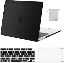 mosiso - Case for 13-inch MacBook Air M5 A3449 M4 A3240 M3 A3113 M2 A2681 with Keyboard Cover Screen Protector and Pouch - Black