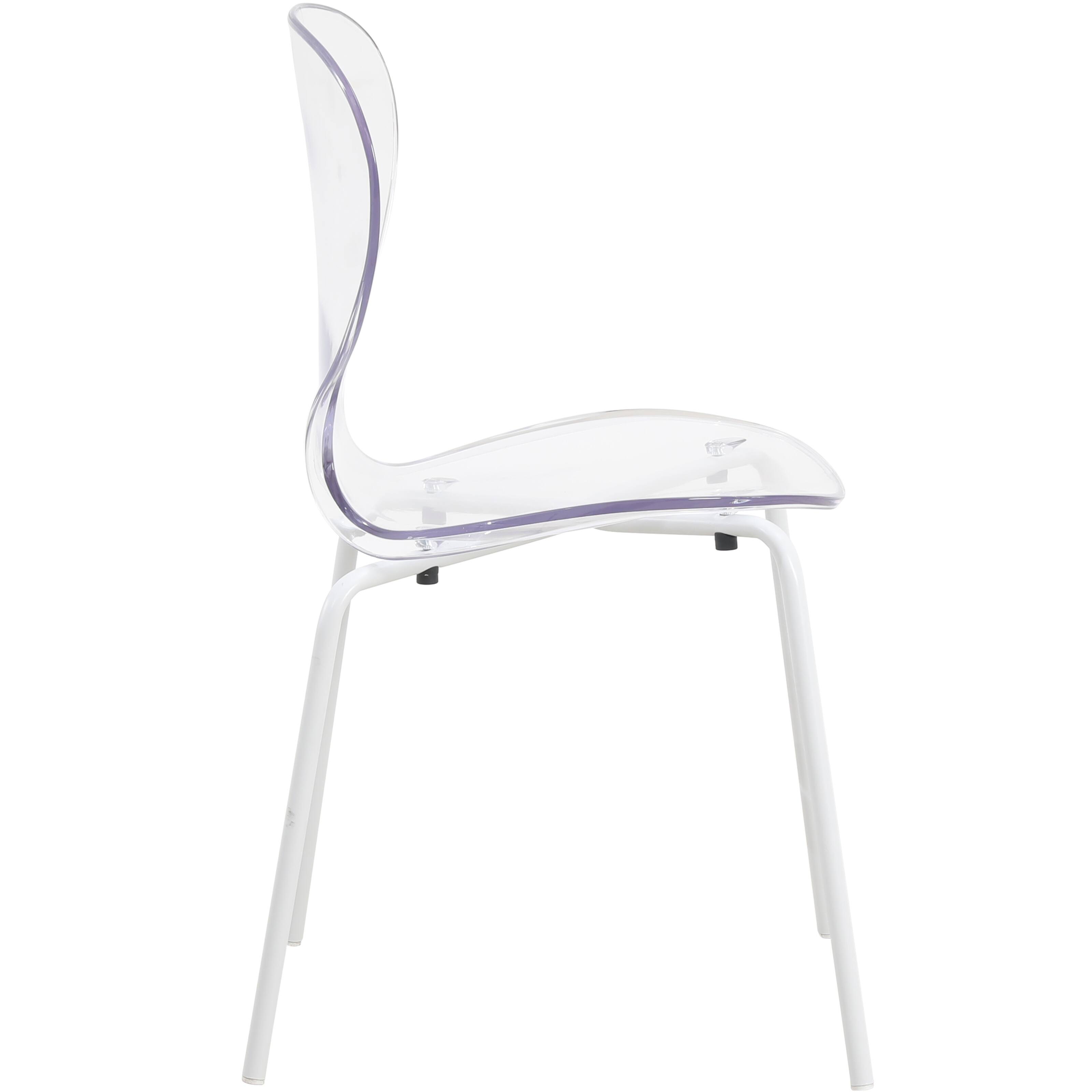 Alt View 3. LeisureMod - Oyster Modern Clear Plastic Dining Chair, Stackable Ergonomic Accent Chair with Powder Coated Steel Legs - Clear.