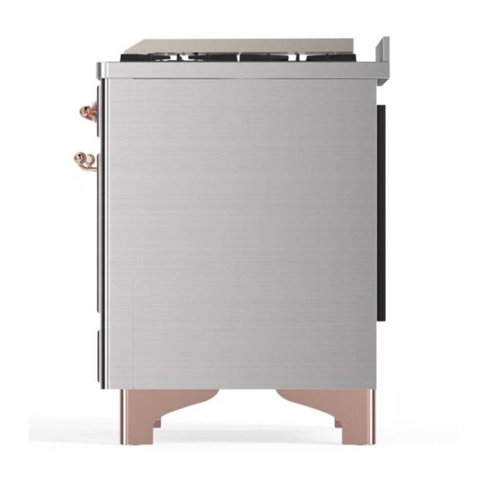 Alt View 4. ILVE - ILVE Majestic II Series 36 in. Dual Fuel Range with 6 Sealed Burners + Griddle (Natural Gas, Copper Trim) - Stainless Steel.