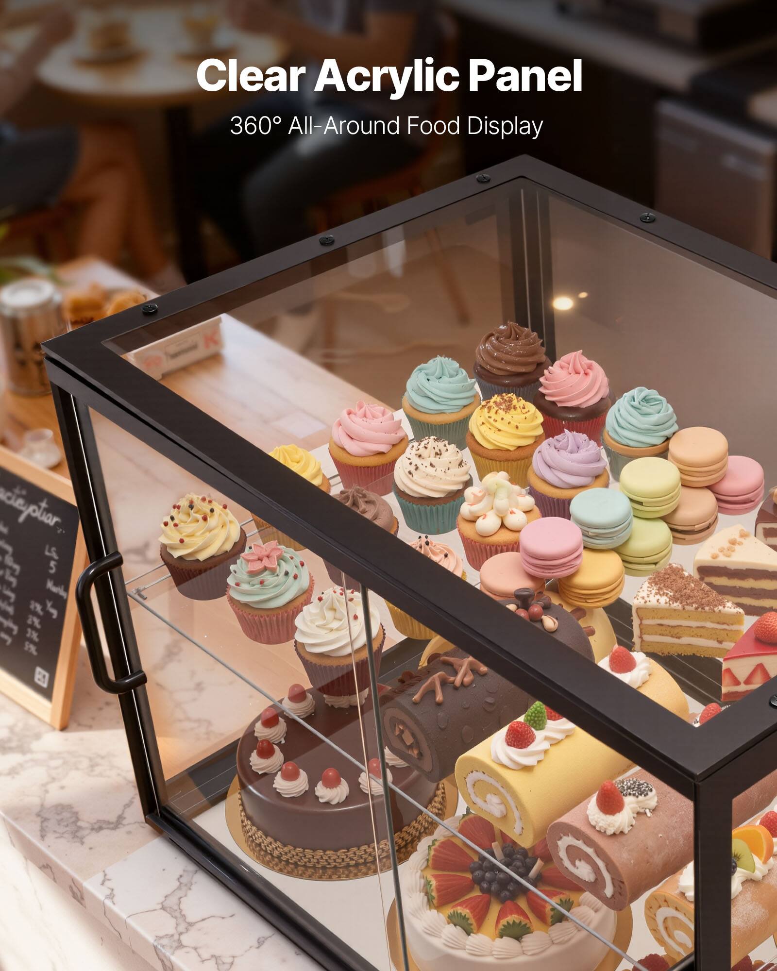 Clear Acrylic Panel  
360° All-Around Food Display