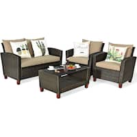 4-Piece Costway Patio Rattan Cushioned Furniture Set only 9.99: eDeal Info