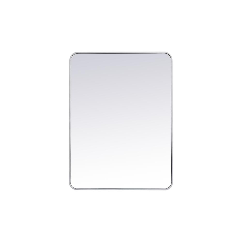 Back. Elegant Decor - Soft corner metal rectangular mirror 30x40 inch in Silver - Silver.