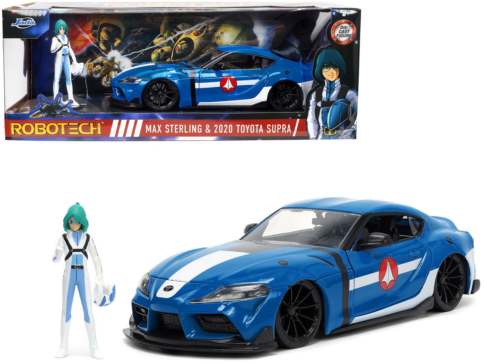 "2020 Toyota Supra Blue w/Graphics & Max Sterling Figurine ""Robotech"" ""Hollywood Rides"" Series 1/24 Model Car by Jada" price history on PriceWatchPro