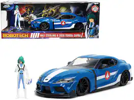 2020 Toyota Supra Blue w/Graphics & Max Sterling Figurine "Robotech" "Hollywood Rides" Series 1/24 Model Car by Jada