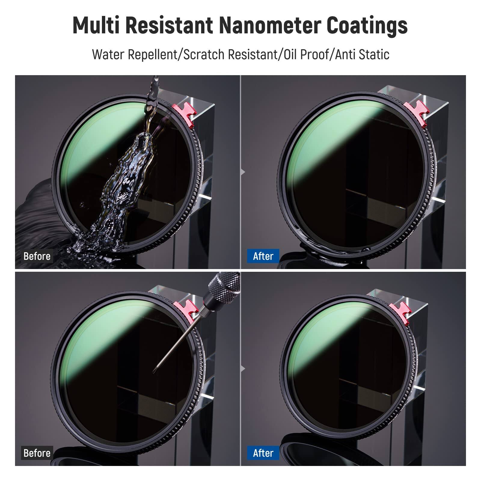 Multi Resistant Nanometer Coatings  
Water Repellent/Scratch Resistant/Oil Proof/Anti Static  

Before After  
Before After