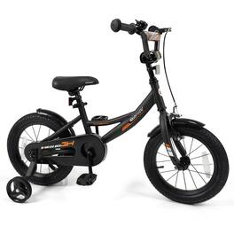 Costway - 14" Kids Bike with Removable Training Wheels Adjustable Seat & Handlebar Handbrake - Black