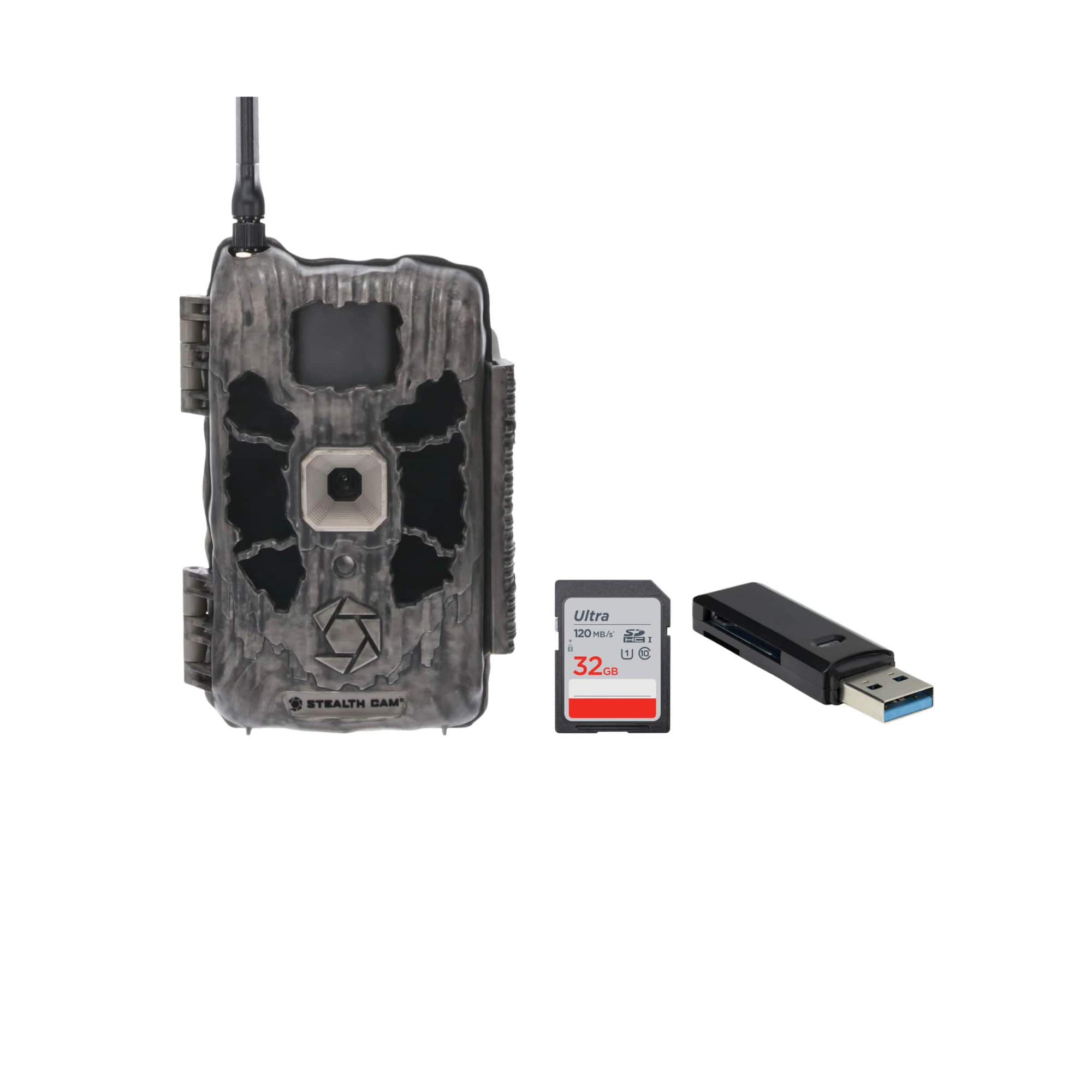 Muddy - Stealth Cam Deceptor Dual Network Trail Camera w/ 32GB Memory Card & Card Reader