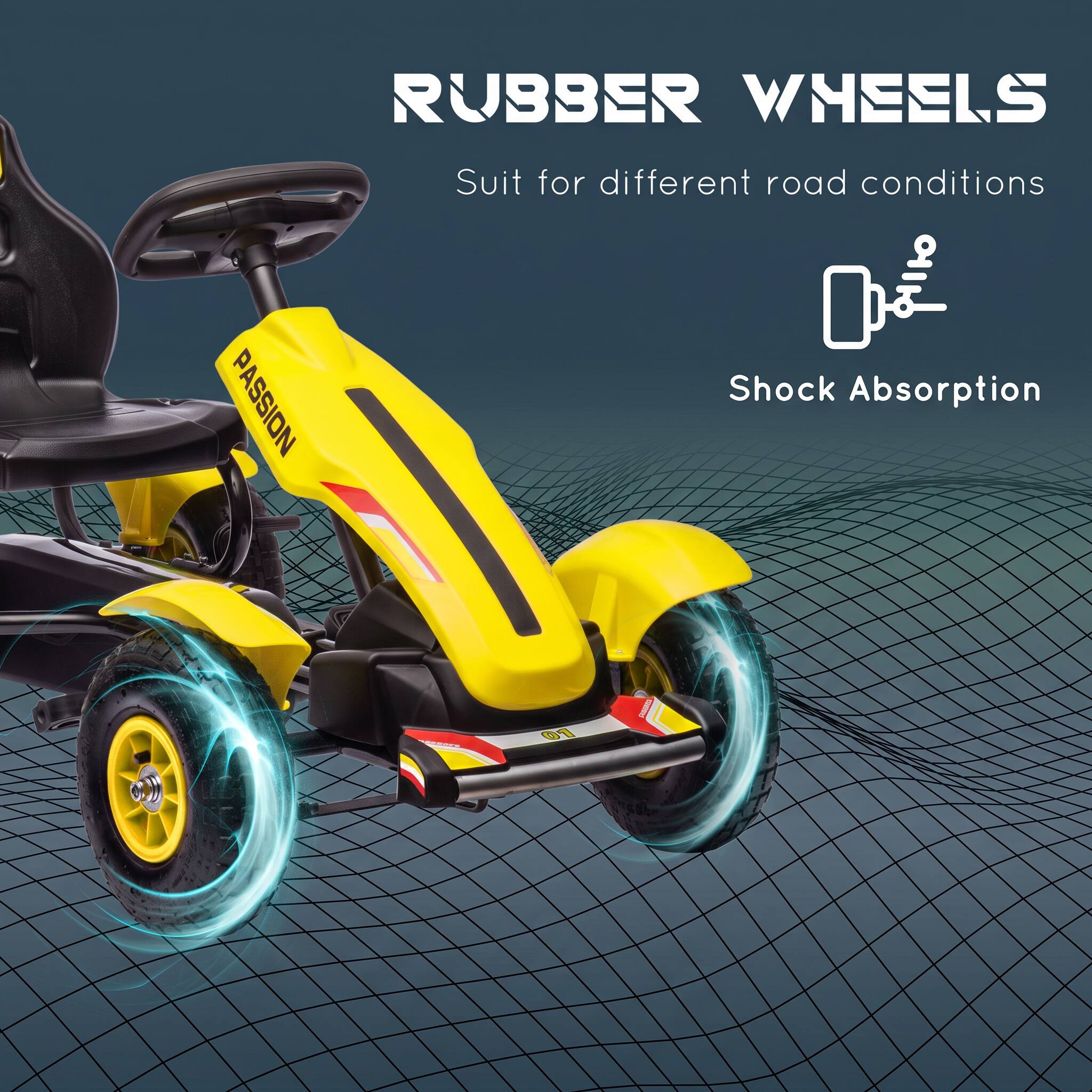 RUBBER WHEELS  
Suit for different road conditions  
PASSION  
Shock Absorption