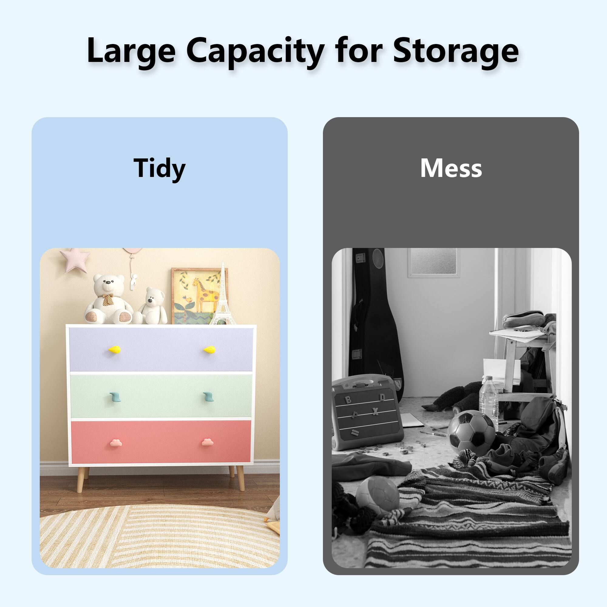 Large Capacity for Storage

Tidy

Mess