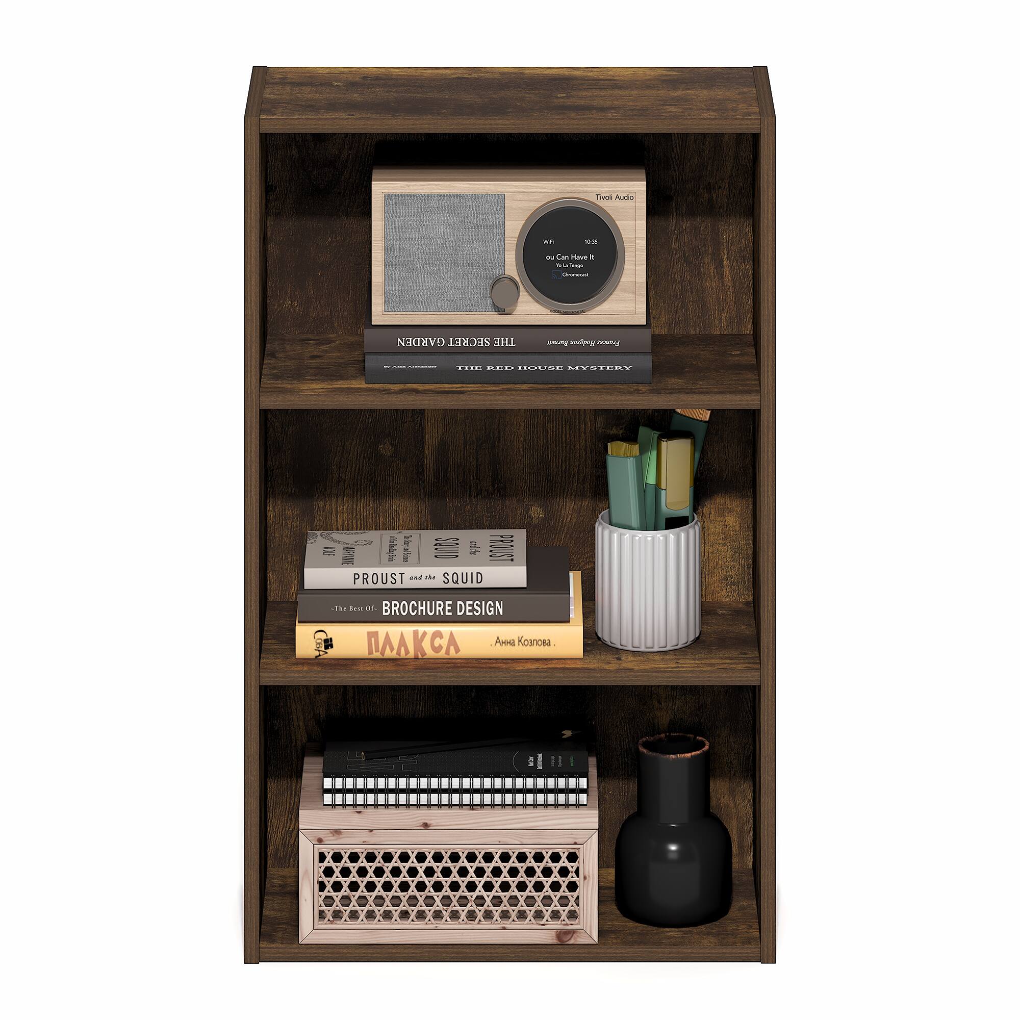 Sure, here is the corrected and grouped text from the image:

**Top Shelf:**
- Trivial Audio
- Wi-Fi
- 16.5
- Can't Have It
- Can't Have It
- Irving Kochberg

**Middle Shelf:**
- THE SECRET GARDEN
- THE SECRET GARDEN
- Irving Kochberg
- THE HOUSE MYSTERY
- Irving Kochberg
- Anna Kornobea

**Bottom Shelf:**
- PROUST AND SQUID
- THE NOVEL: BROCHURE DESIGN
- MAAKCA
- Anna Kornobea