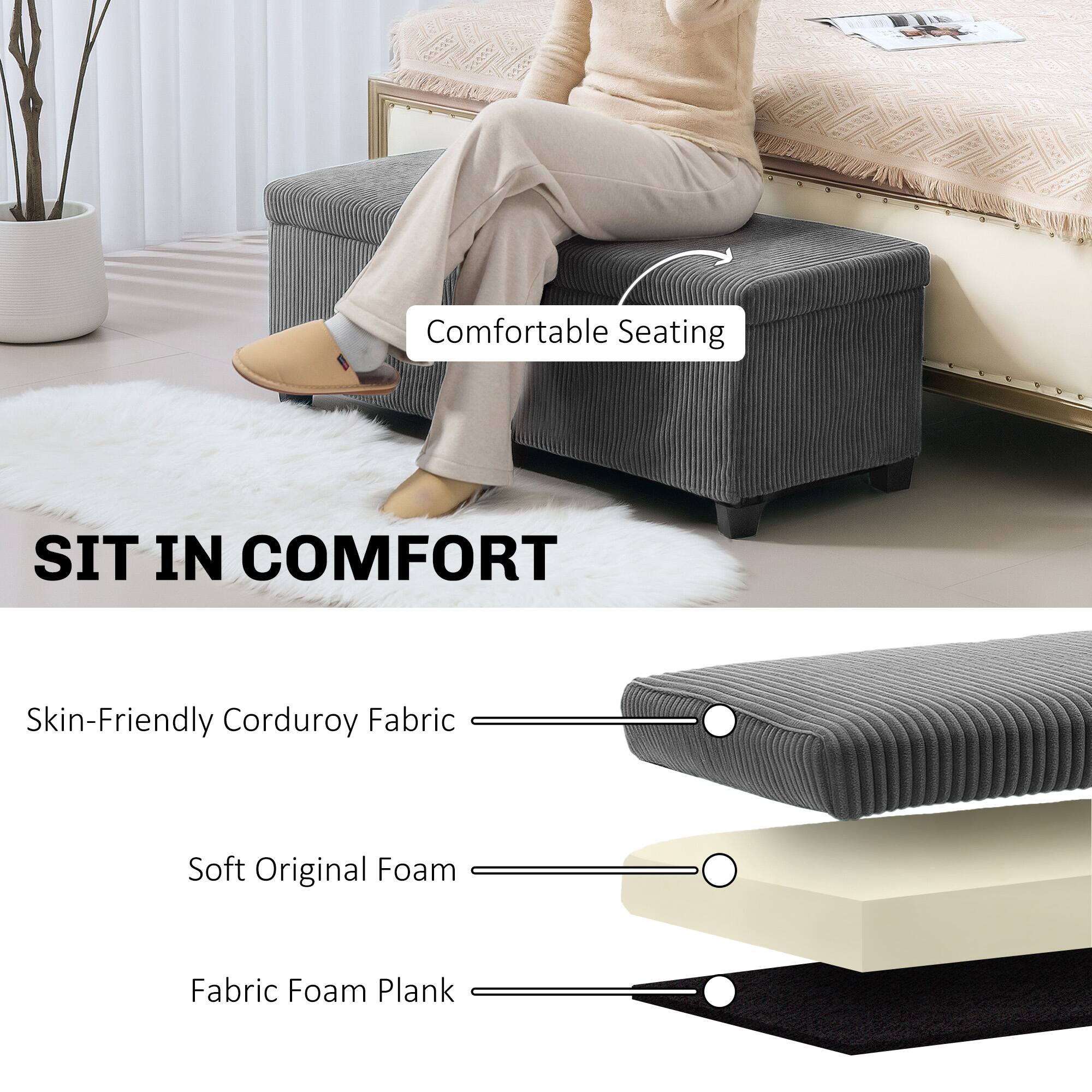 Comfortable Seating, SIT IN COMFORT, Skin-Friendly Corduroy Fabric, Soft Original Foam, Fabric Foam Plank