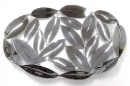 Jiallo - Elegance Oval Leaves platter - 12x 8" Stainless Steel Home Decor and Gift - Silver, Multi Color