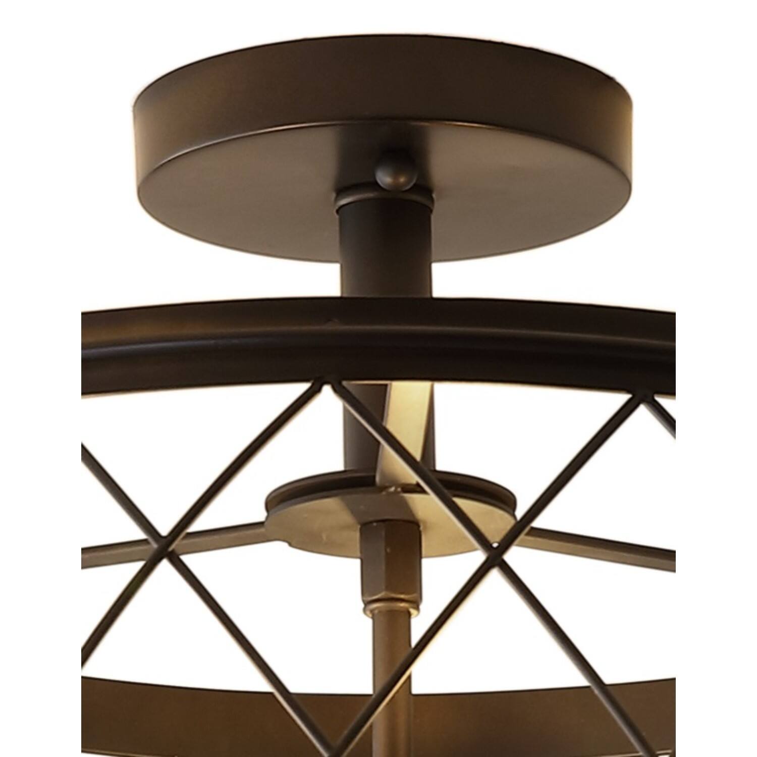 Alt View 4. Jonathan Y - Eleanor 15" 3-Light Metal LED Semi Flush Mount Ceiling Light, Oil Rubbed Bronze - Oil Rubbed Bronze.