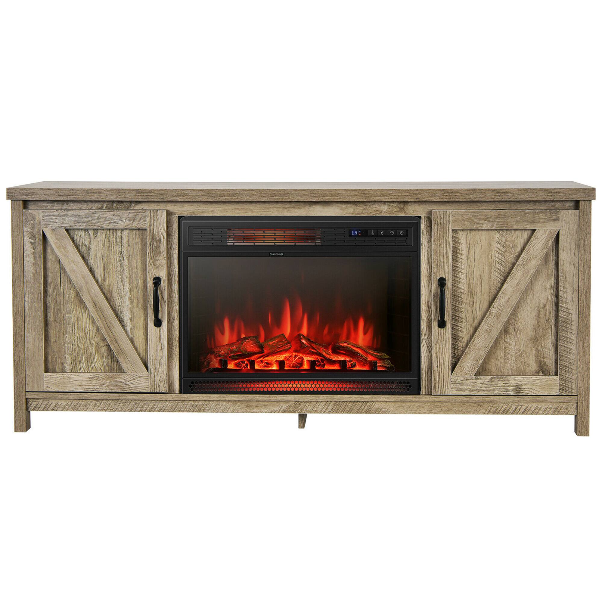 Alt View 9. Gymax - Gymax 59'' Fireplace TV Stand W/ 25'' 1350W Electric Fireplace Heater Natural - Natural.