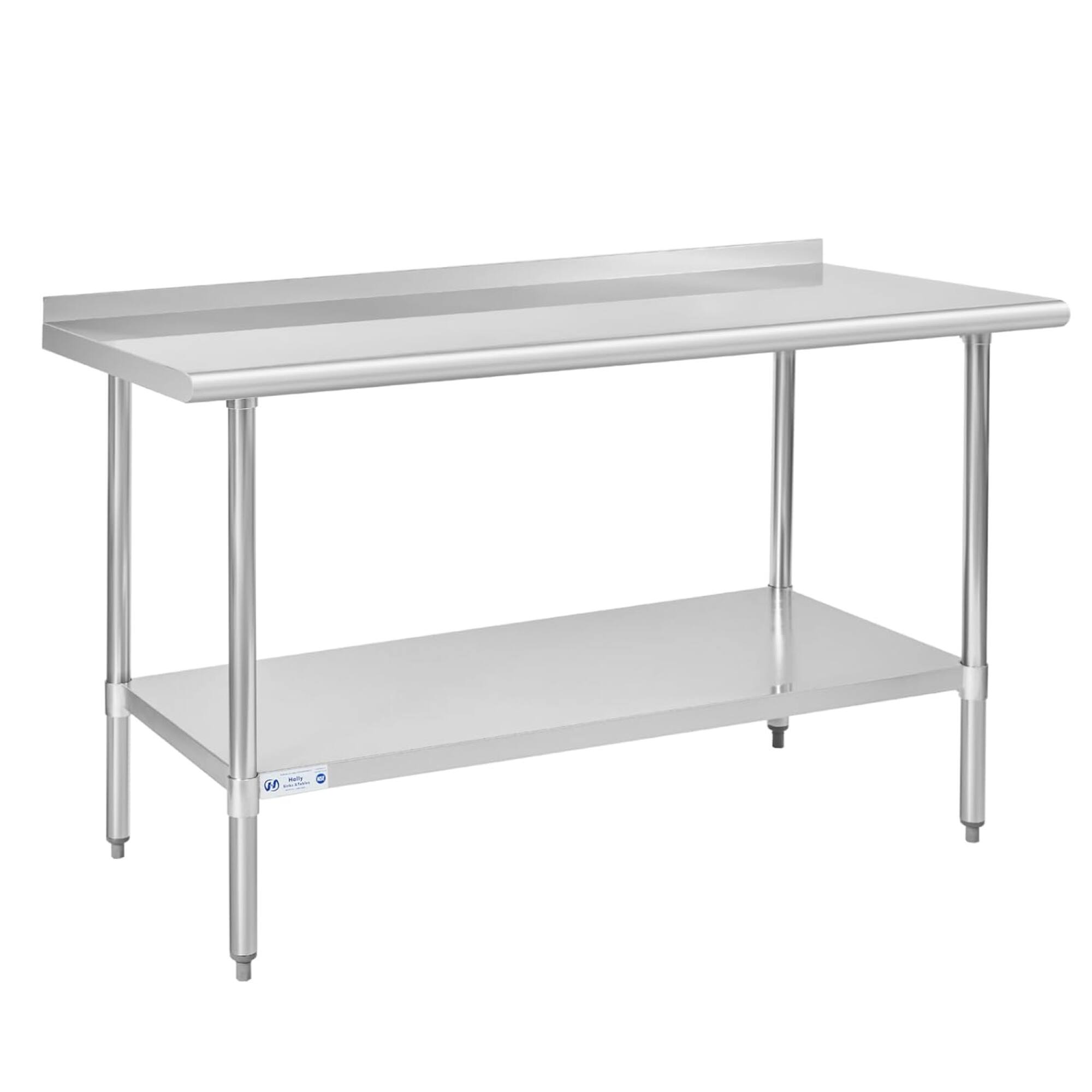 Front. ELEMENT ACE - Commercial-Grade Stainless Steel Prep Table with Adjustable Undershelf,  Work Surface for Kitchen Use - Silver.