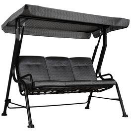 Outsunny - 3-Seat Patio Swing Chair, Outdoor Swing Glider with Adjustable Canopy, Removable Thicken Cushion - Black
