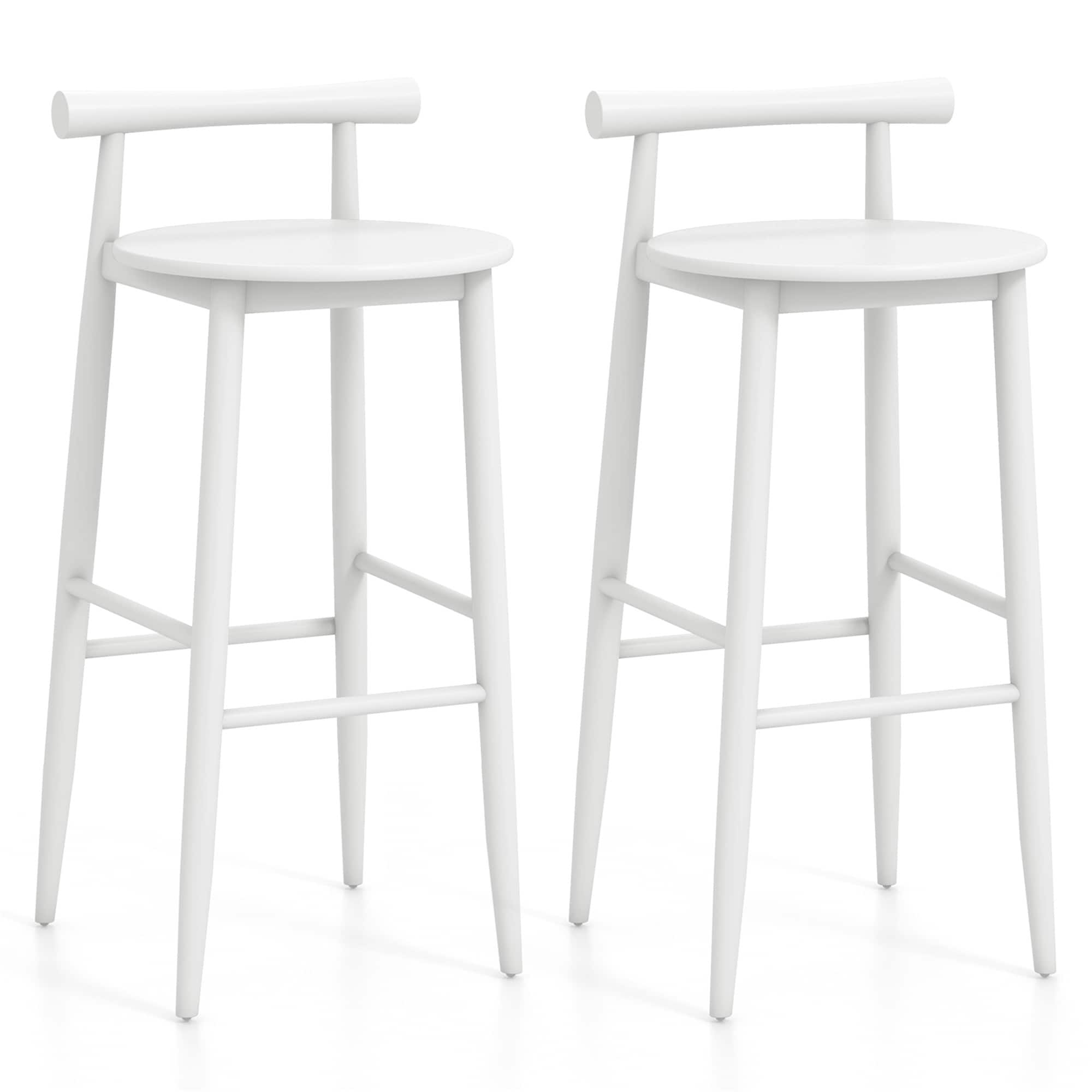 Gymax - Bar Height Stools Set of 2 Bar Chair w/ Acacia Wood Frame Supporting Legs - White price history on PriceWatchPro