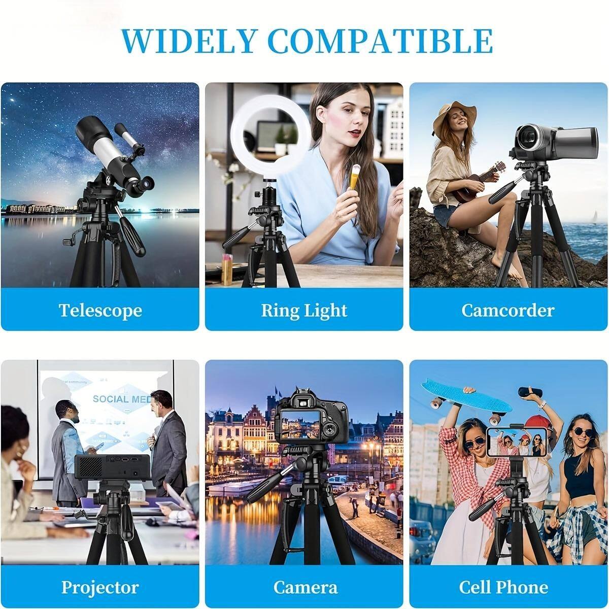 WIDELY COMPATIBLE

Telescope  
Ring Light  
Camcorder  
Projector  
Camera  
Cell Phone