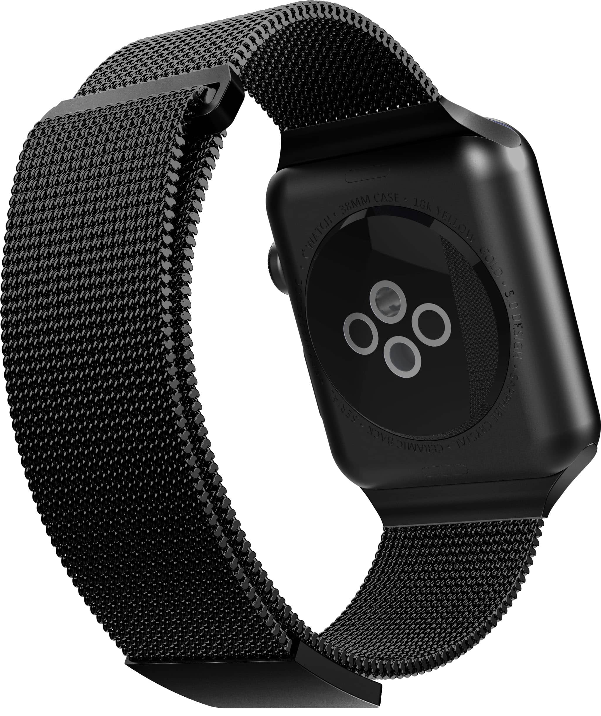 Raptic - Stainless Steel Hybrid Mesh Wrist Watch Band for Apple Watch 38mm/40mm/41mm (Series 1–9 & SE) - Black - Front_Zoom