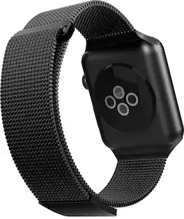 Raptic - Stainless Steel Hybrid Mesh Wrist Watch Band for Apple Watch 38mm/40mm/41mm (Series 1–9 & SE) - Black