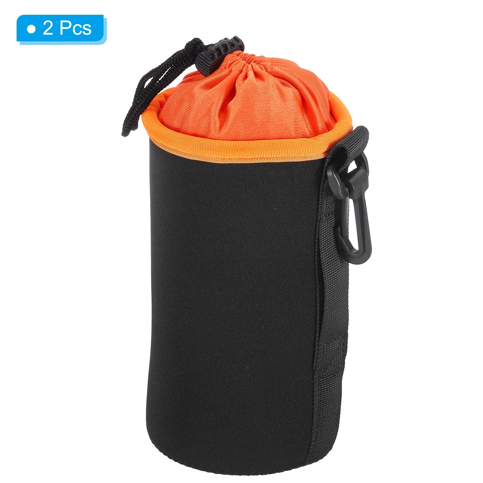 Alt View 2. Unique Bargains - Camera Lens Bag, 2pcs 3.7"x7.1" Cylindrical Drawstring Pouch with Neoprene for DSLR Lens, Water Coffee Cups - Black Orange.