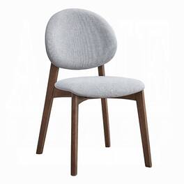 Manhattan Lane - Hamza Side Dining Chair Set of 2, Light Gray Linen - Gray, Walnut Brown