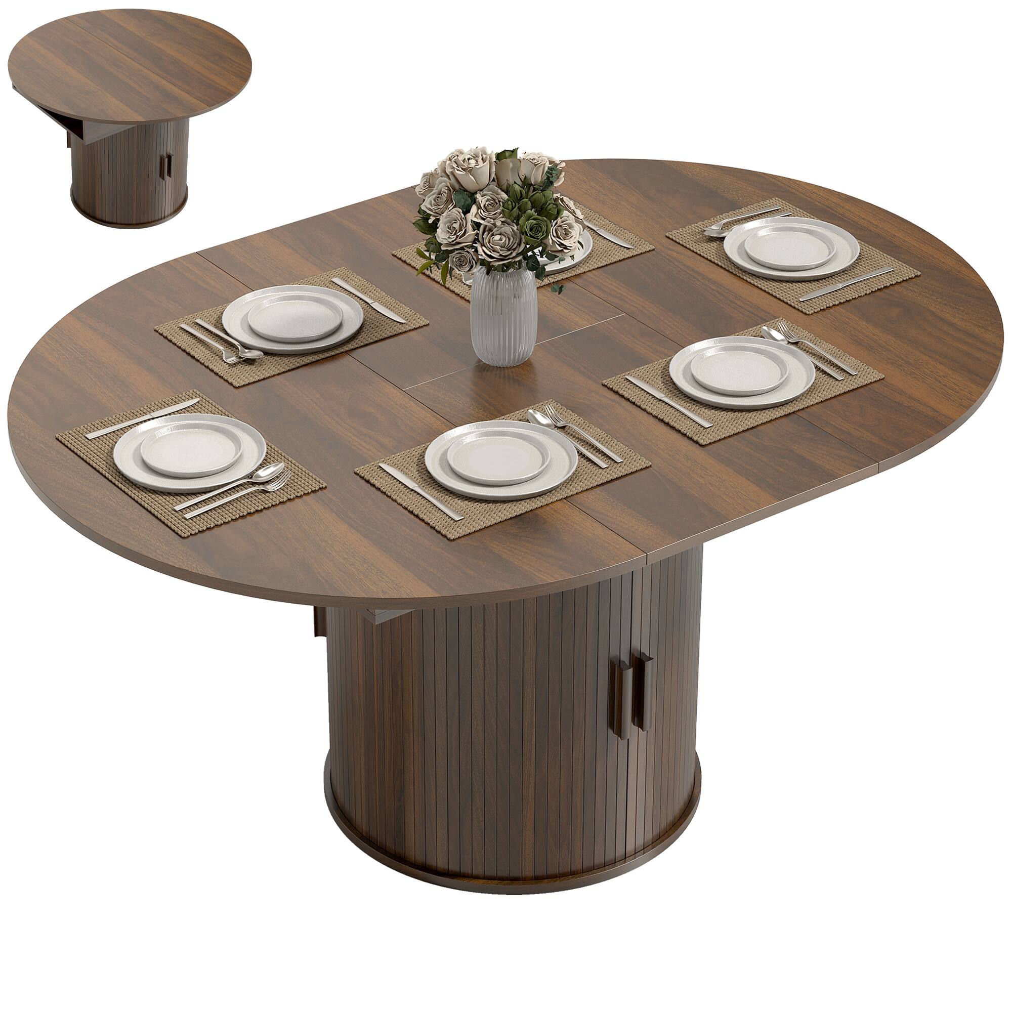 Alt View 1. Homcom - Dining Table for 6 - Walnut.