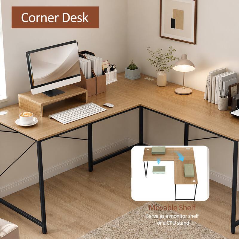 Corner Desk Movable Shelf Serve as a monitor shelf or a CPU stand.