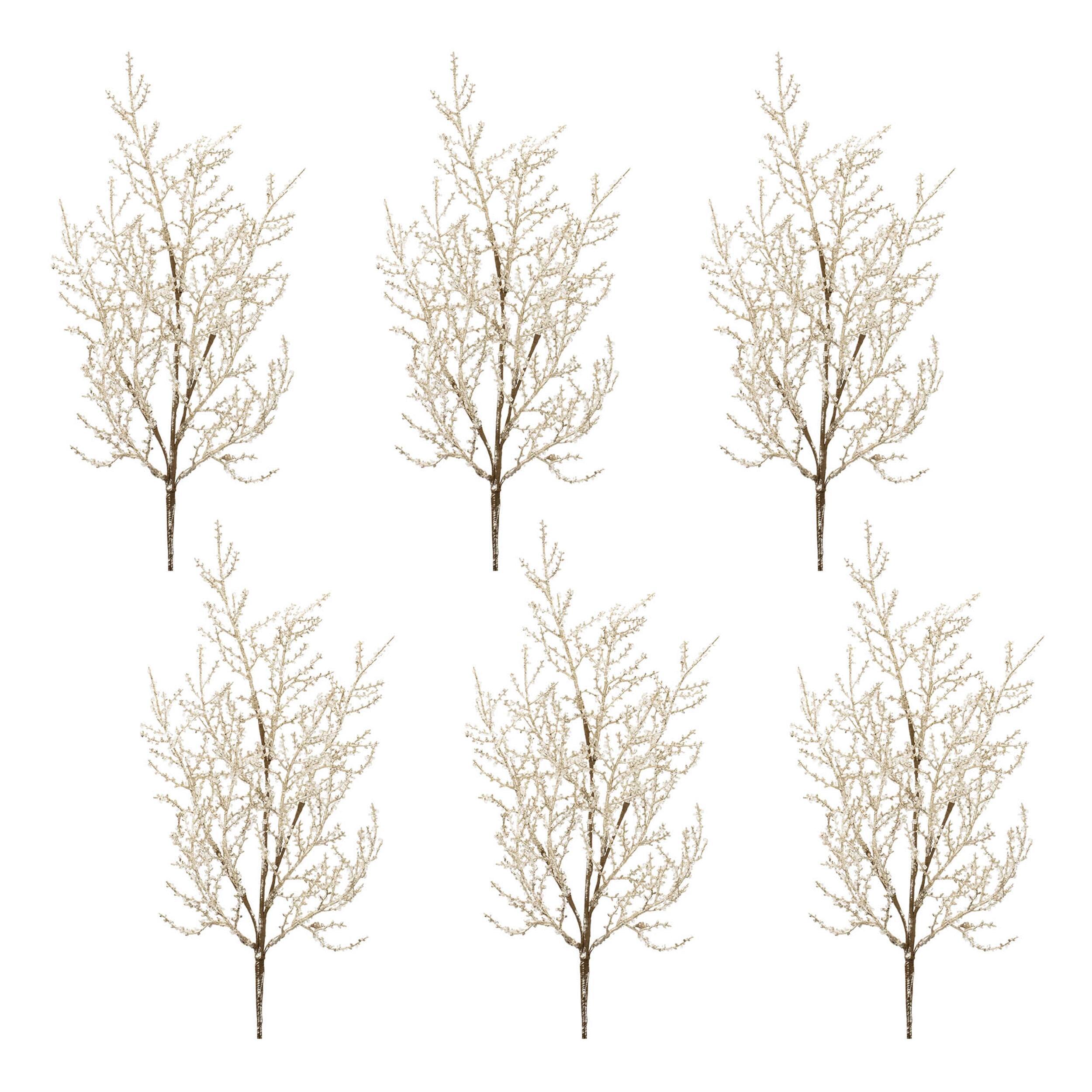 Left. BreeBe - Glittered Pine Spray (Set of 6) - Clear, Gray.