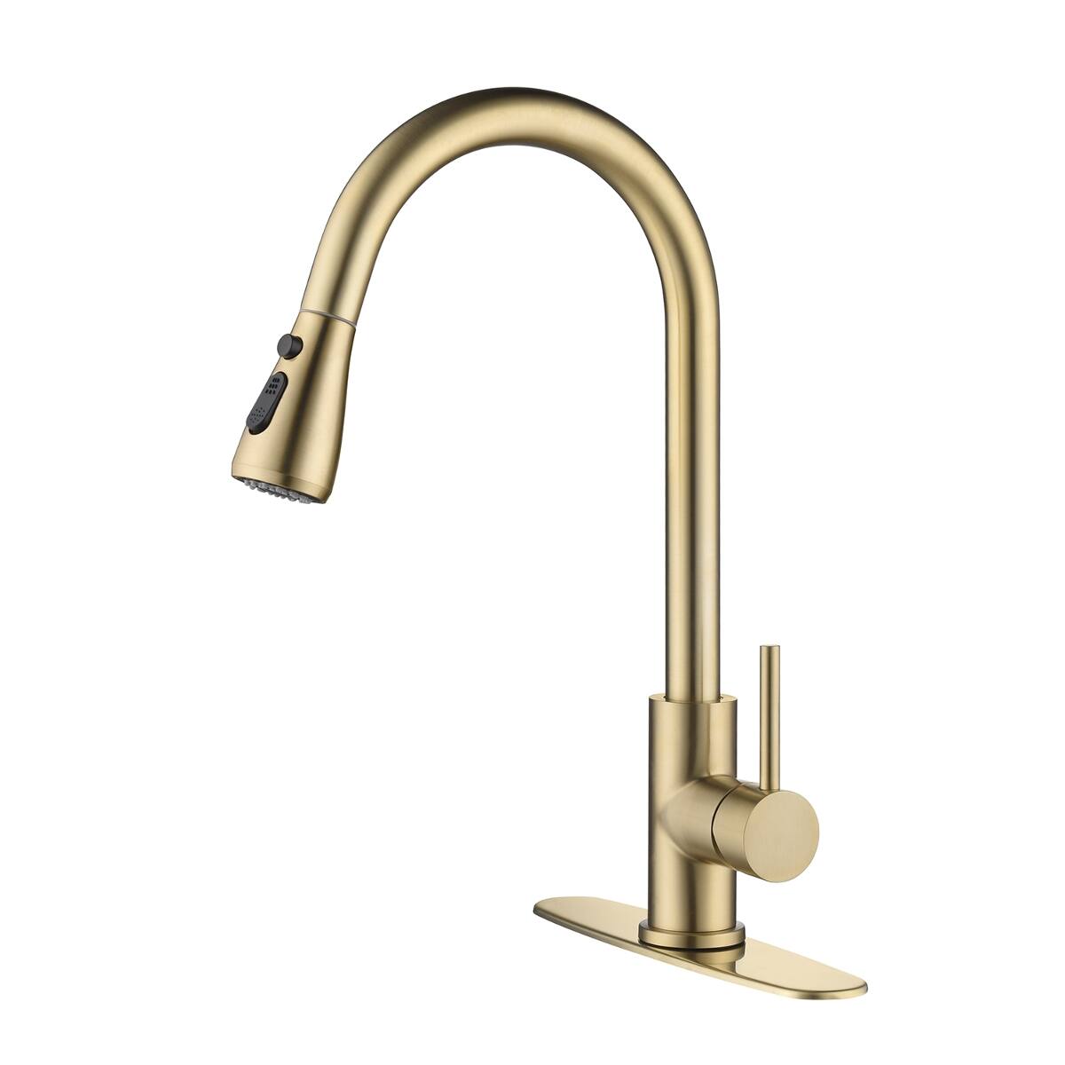 Front. Ropilly - Ropilly Single Handle Kitchen Sink Faucet, Brushed Gold Pull Down Sprayer Faucet with High Arc Swivel Spout - Brushed Gold.
