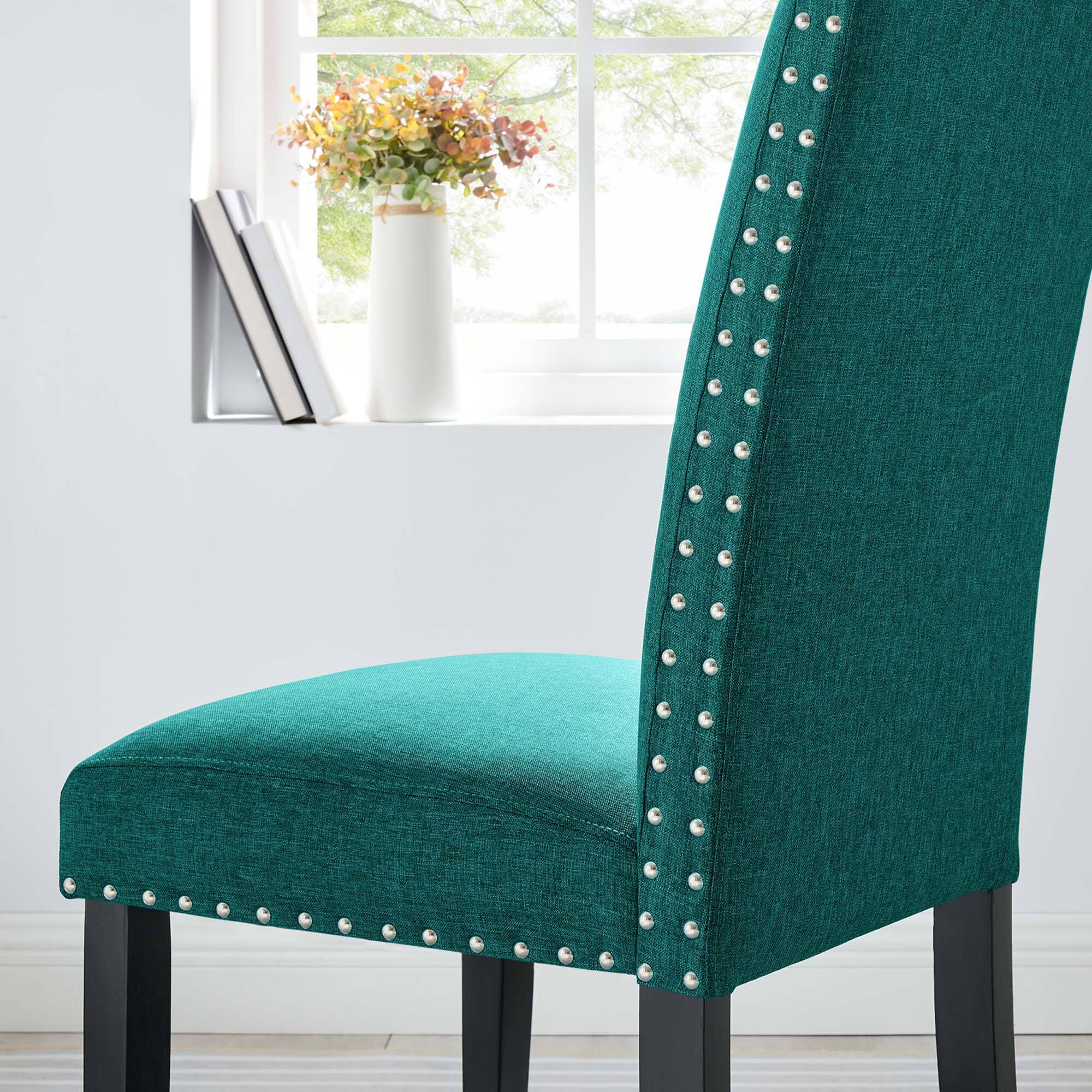 Back. Modway - Parcel Dining Upholstered Fabric Side Chair by Modway - Teal.