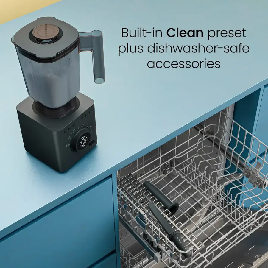 Built-in Clean preset plus dishwasher-safe accessories.