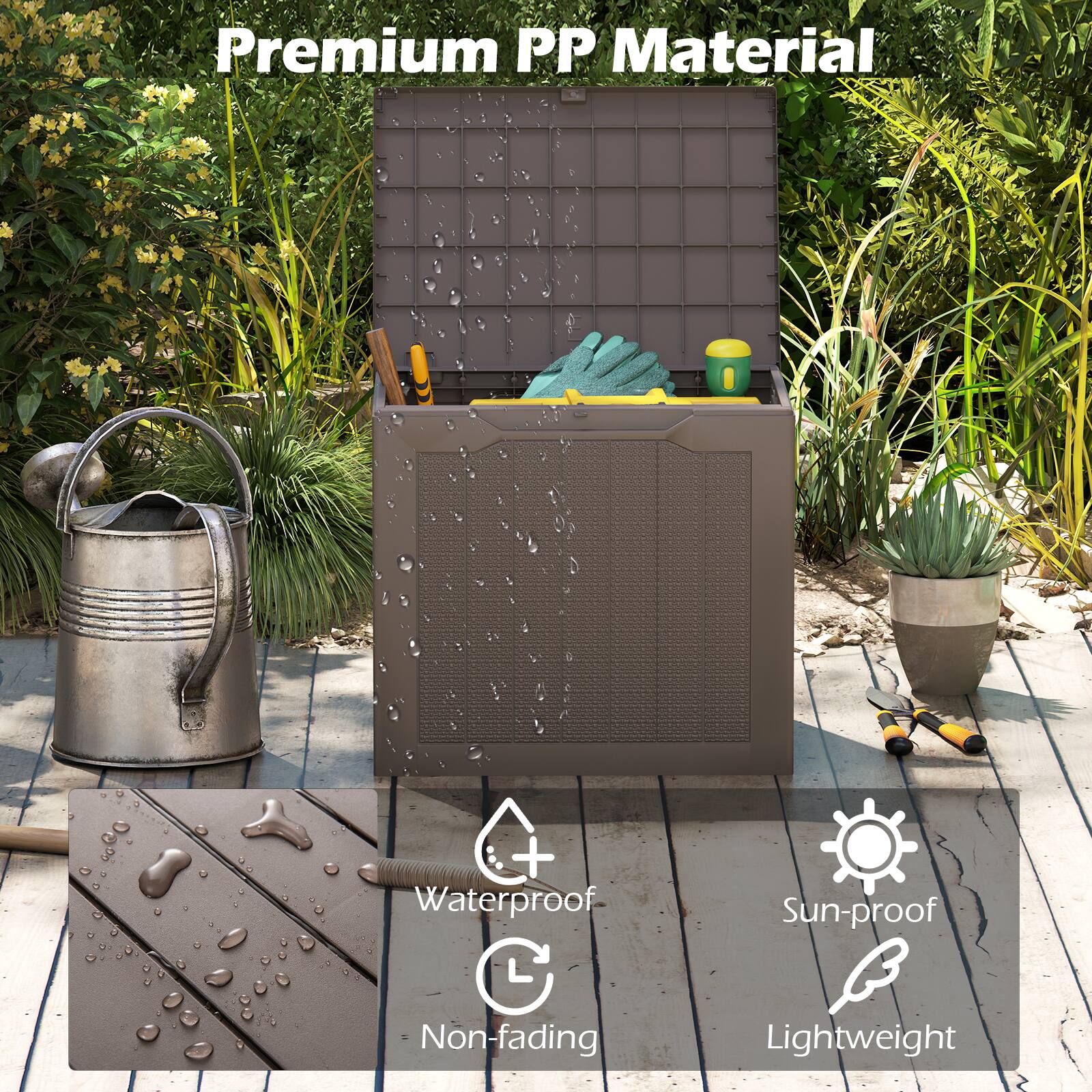 Premium PP Material  
Waterproof  
Non-fading  
Sun-proof  
Lightweight