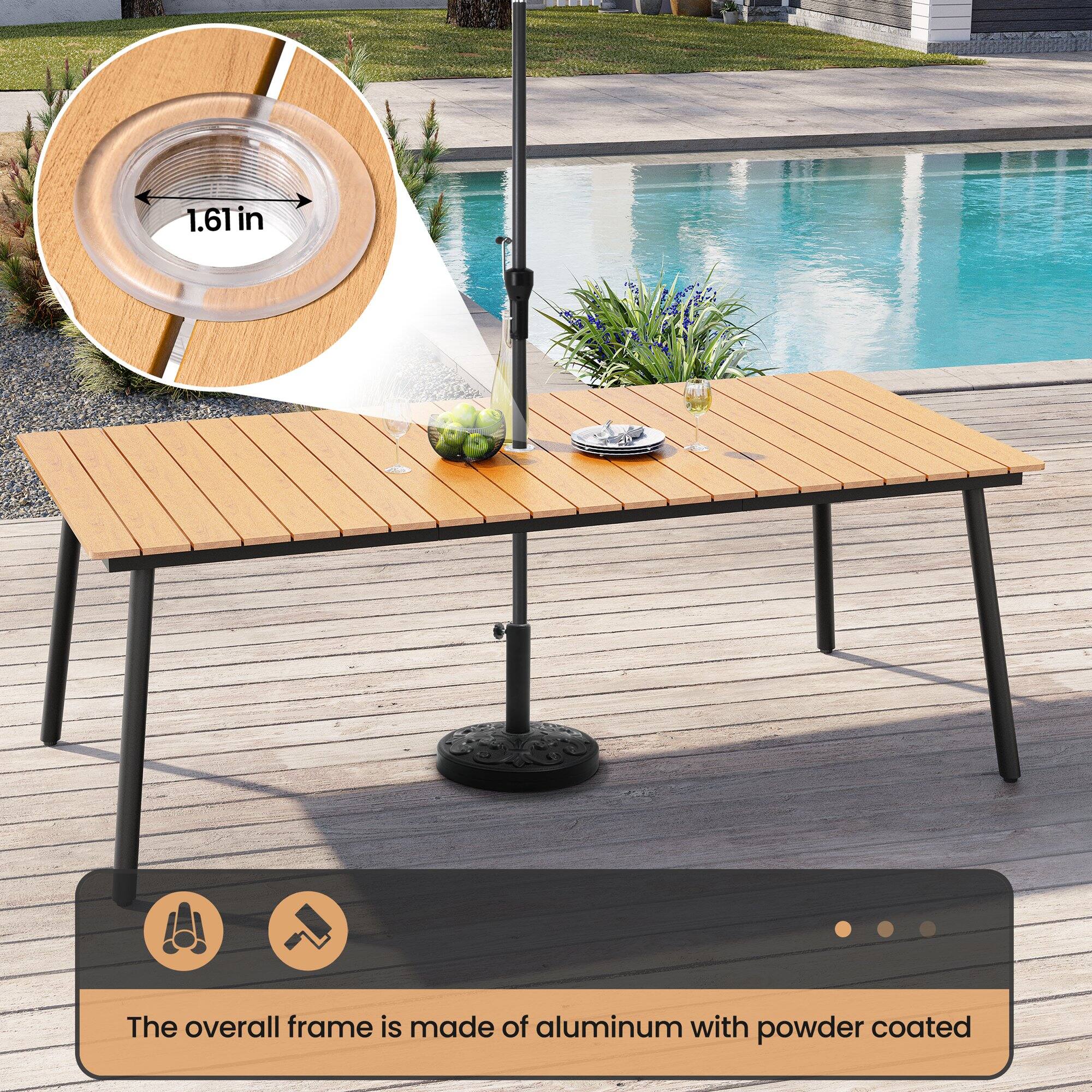 The overall frame is made of aluminum with powder coated.