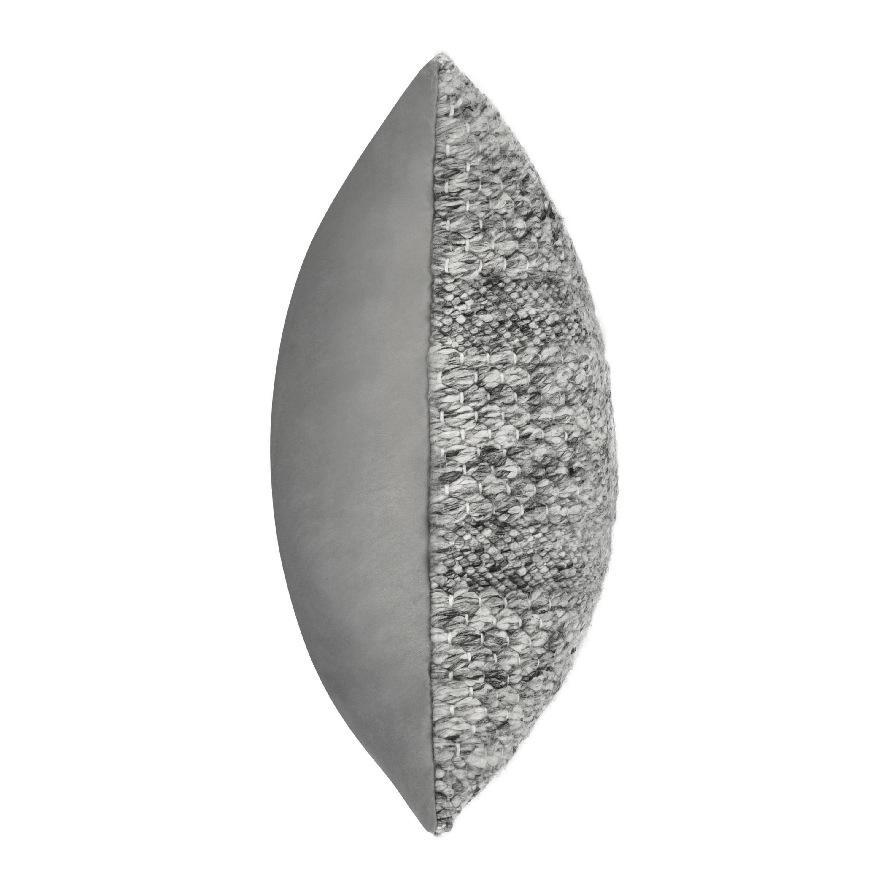 Back. Manhattan Lane - Dolu Lumbar Throw Pillow, Hand Woven Texture, 14x20 Inch - Gray.