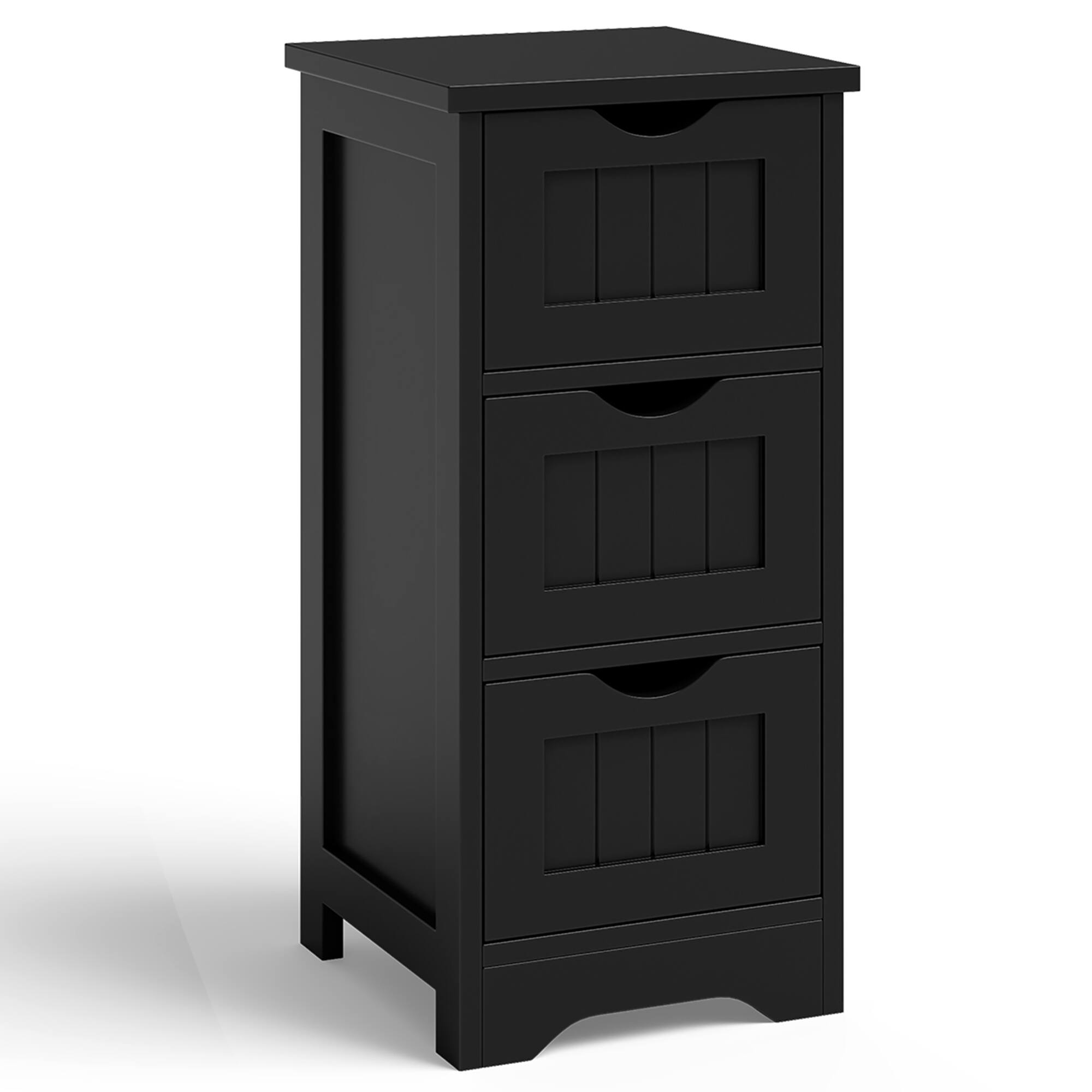 Alt View 9. Gymax - Gymax 3-Drawer Bathroom Floor Cabinet Free Standing Side Storage Organizer Nightstand Black - Black.