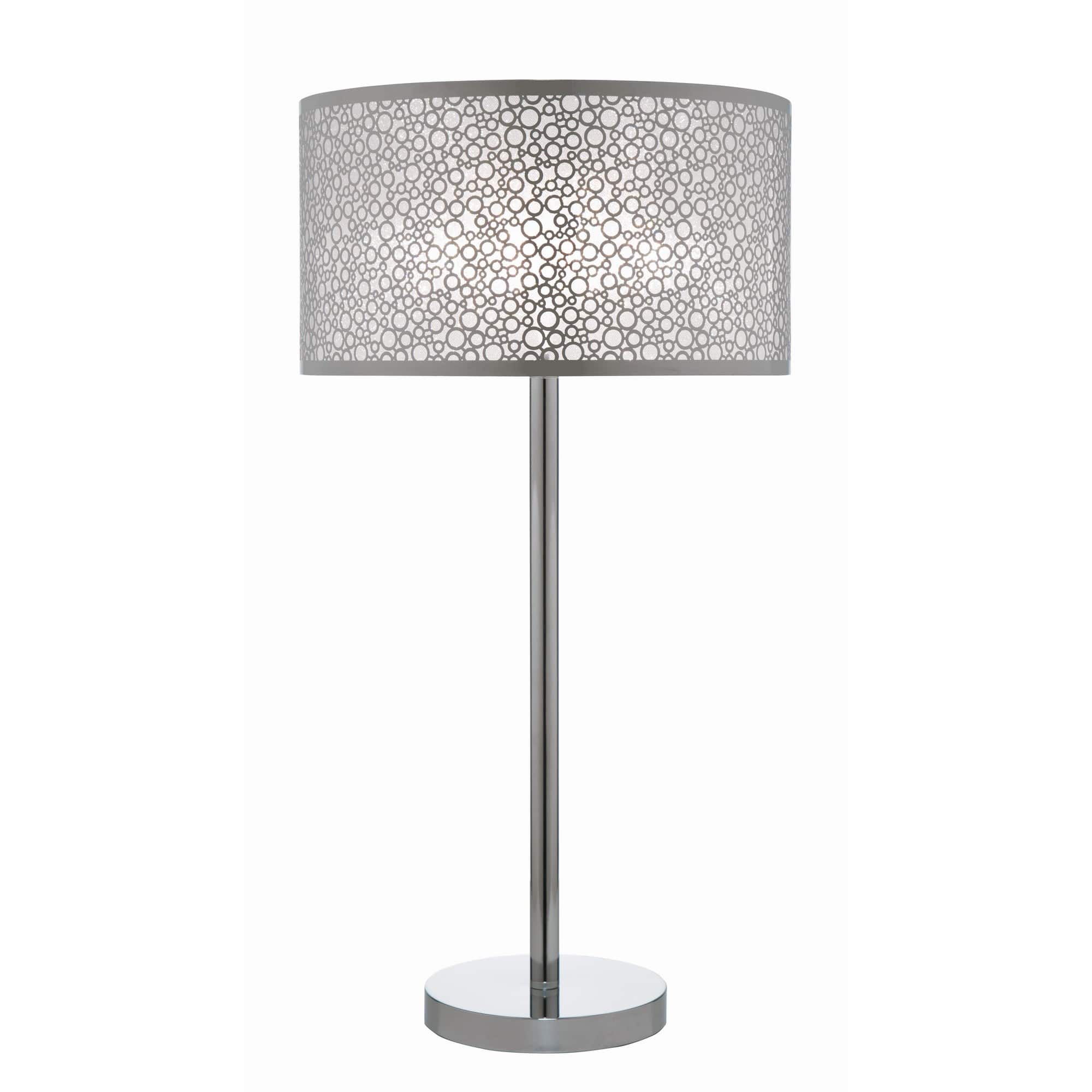Manhattan Lane - 27 Inch Table Lamp with Metal and Fabric Shade, Sleek Finish - Chrome