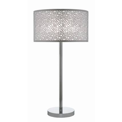 Front. Manhattan Lane - 27 Inch Table Lamp with Metal and Fabric Shade, Sleek Chrome Finish - Chrome.