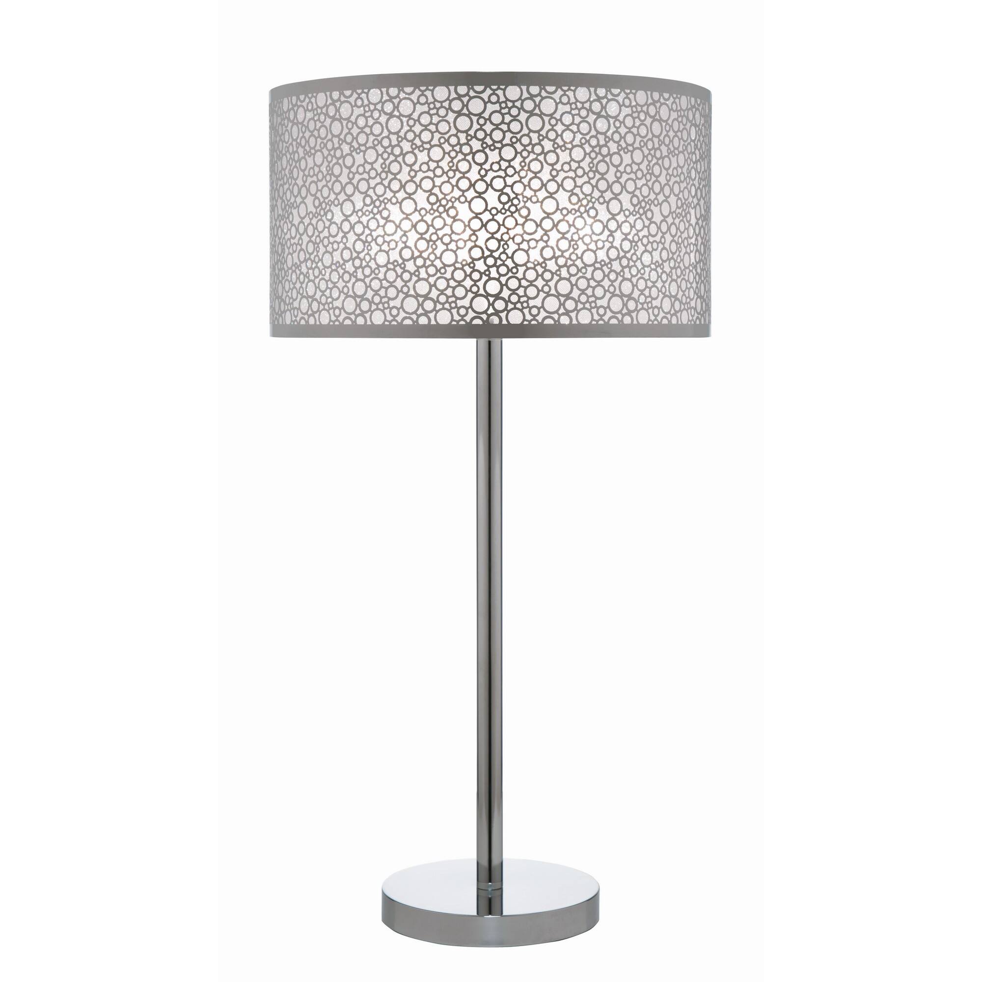 Front. Manhattan Lane - 27 Inch Table Lamp with Metal and Fabric Shade, Sleek Chrome Finish - Chrome.
